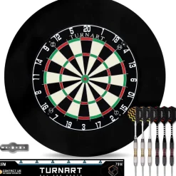 Dartscheibe Kork 45CM Steeldart 6 Dartpfeile Metallspitze Zahlenring Set