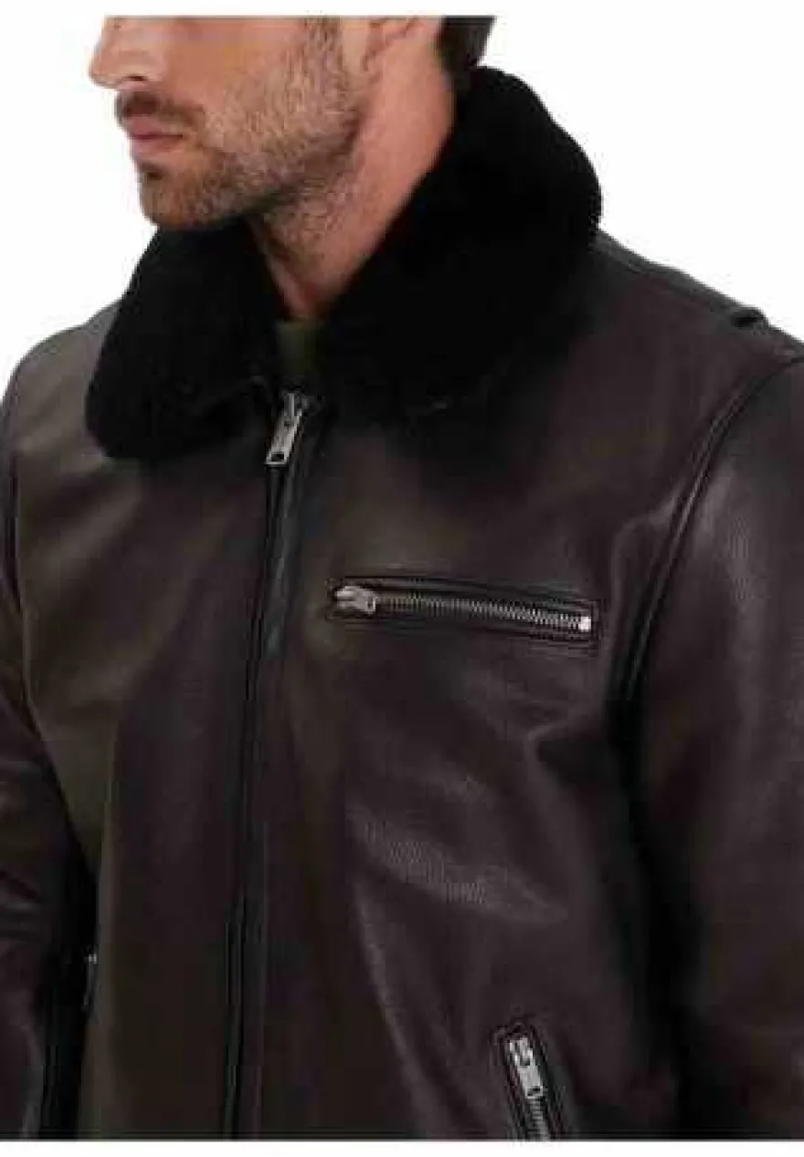 Daytona 73 Asphalt Lederjacke Schwarz Herren | Fliegerjacke | Rindleder