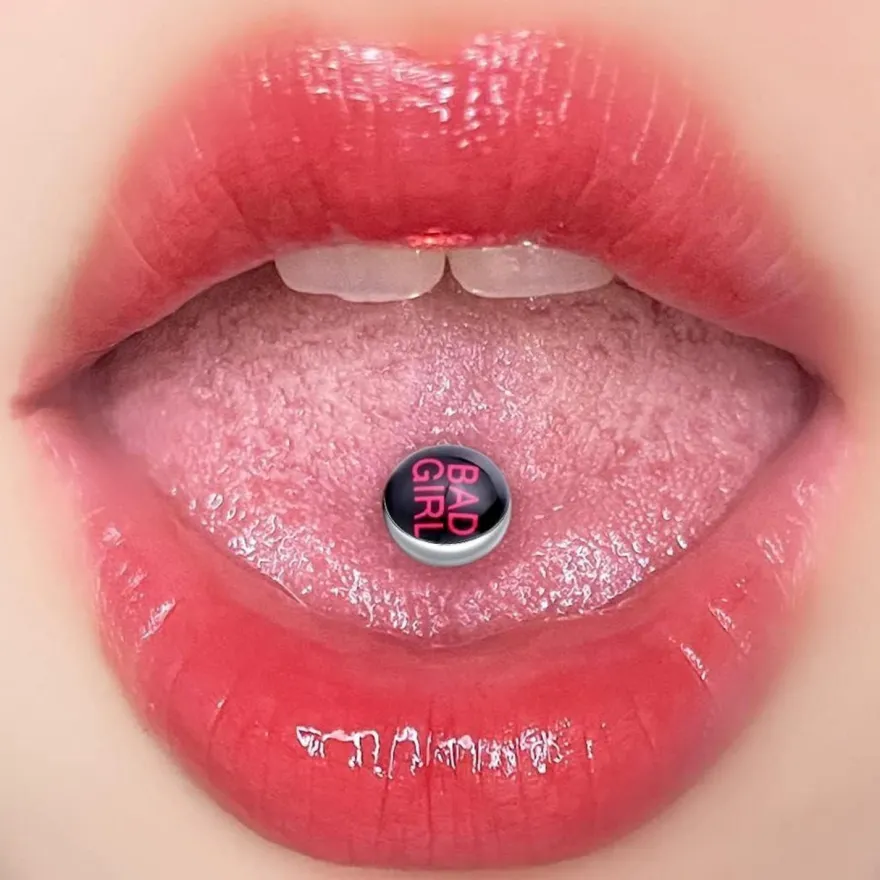 55 D. Bella Zungenpiercing 14G Chirurgenstahl 16mm Herz Blume Nippelpiercing