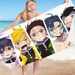 3D Demon Slayer Zenitsu Pool Handtuch Tanjirou Nezuko Inosuke Strandtuch Badetücher