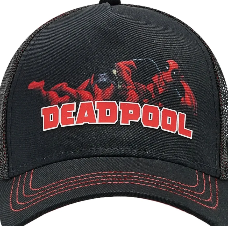Deadpool Marvel Capslab Trucker Cap - Schwaarze Kappe mit Deadpool Print Logo
