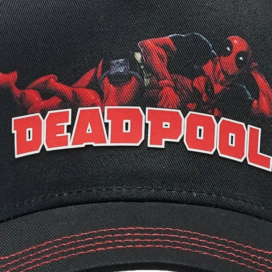 Deadpool Marvel Capslab Trucker Cap - Schwaarze Kappe mit Deadpool Print Logo