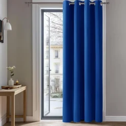 Deconovo Blickdichter Ösenvorhang 214x132 cm Königsblau - Thermogardine mit