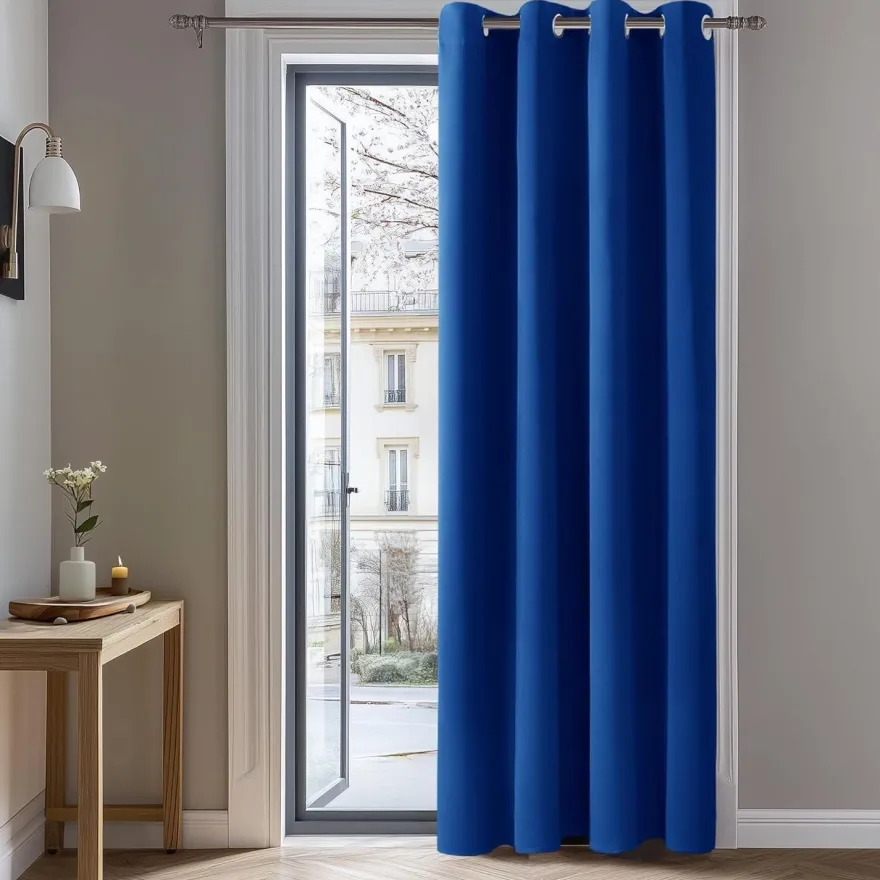 Deconovo Blickdichter Ösenvorhang 214x132 cm Königsblau - Thermogardine mit