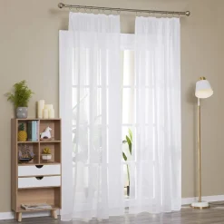 Deconovo Transparente Gardinen mit Kräuselband 245x140 Weiß 2er Set Schwere