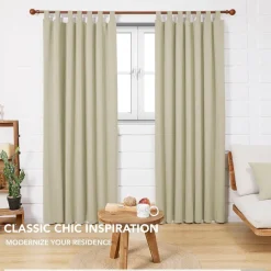 Deconovo Verdunkelnde Schlaufenvorhänge Beige 140 x 245 cm (2 Stück)