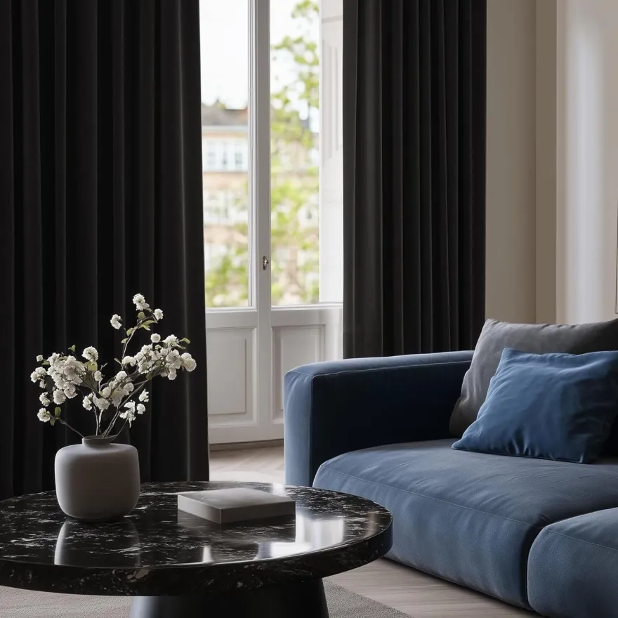 Deconovo Verdunkelungsgardinen 220x140 cm, Schwarz, 2er Set - Blickdicht