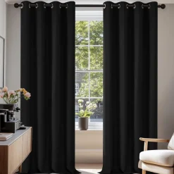 Deconovo Verdunkelungsgardinen 220x140 cm, Schwarz, 2er Set - Blickdicht