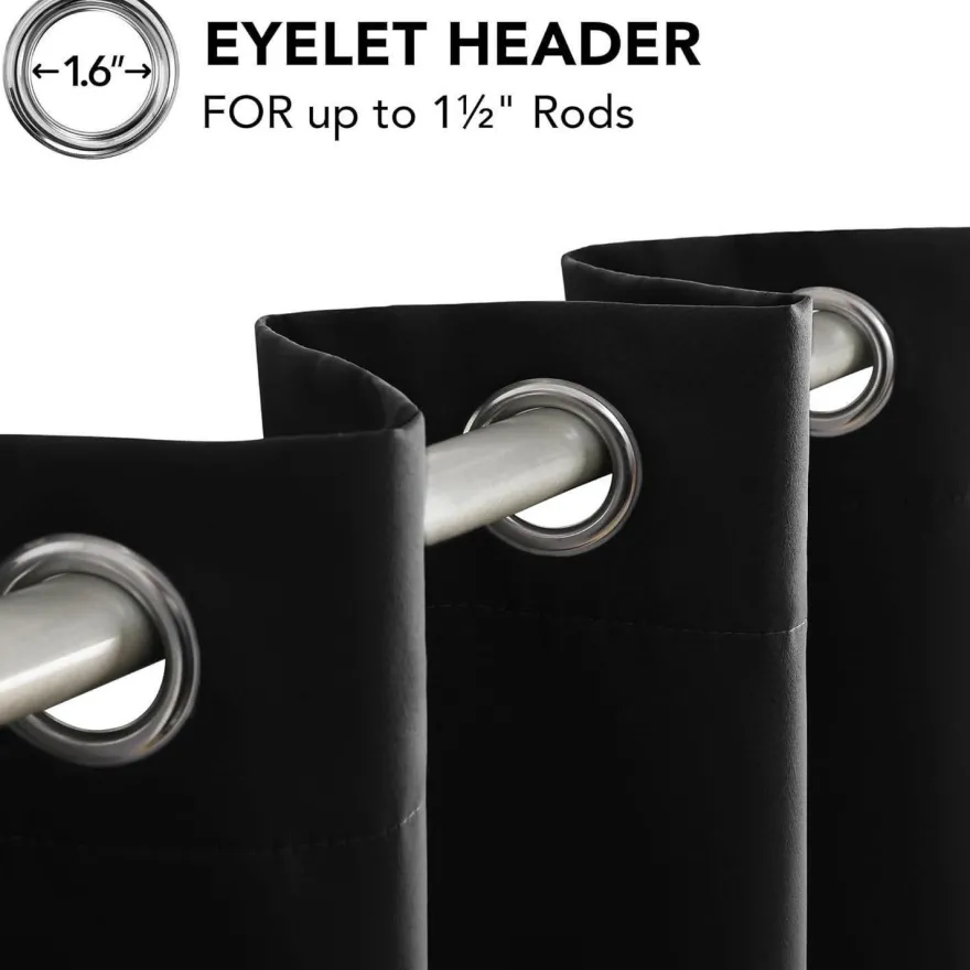 Deconovo Verdunkelungsgardinen 220x140 cm, Schwarz, 2er Set - Blickdicht