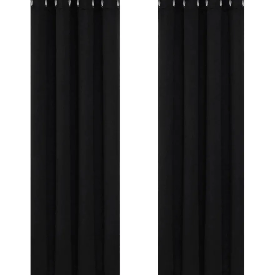 Deconovo Verdunkelungsgardinen 220x140 cm, Schwarz, 2er Set - Blickdicht