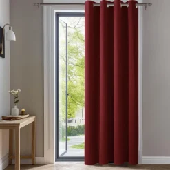 Deconovo Verdunkelungsvorhang 260x140 cm Rot, Ösen, Thermogardine, Kälteschutz