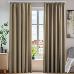 Deconovo Verdunklungsvorhänge mit Kräuselband, Kälteschutz, 245x140 cm, Taupe