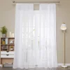 Deconovo Voile Vorhangschals Gardinen Kräuselband Transparent Leinenoptik