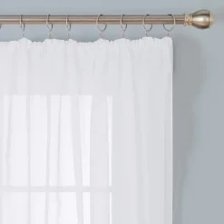 Deconovo Voile Vorhangschals Gardinen Kräuselband Transparent Leinenoptik