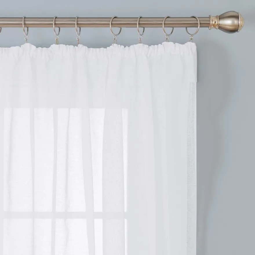 Deconovo Voile Vorhangschals Gardinen Kräuselband Transparent Leinenoptik