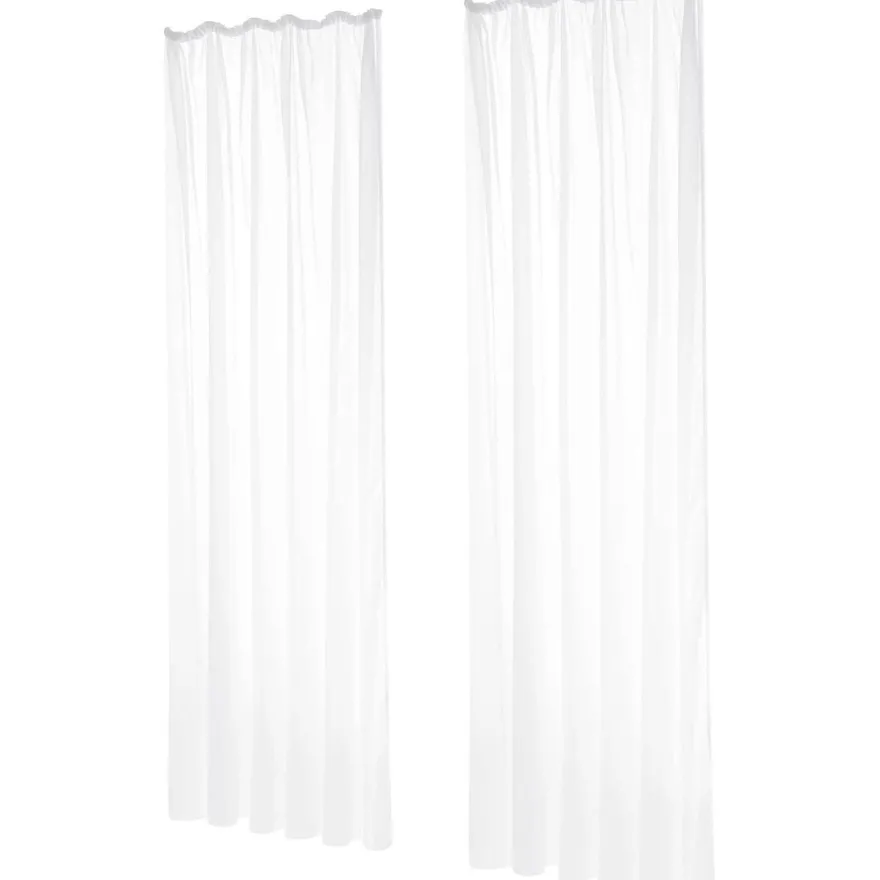 Deconovo Voile Vorhangschals Gardinen Kräuselband Transparent Leinenoptik