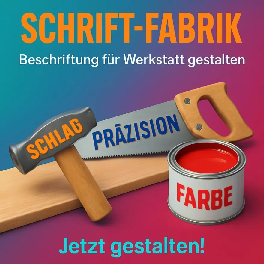 Deko Beschriftung für Werkstatt Klebebuchstaben Wunschtext Aufkleber selbst gestalten