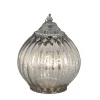 Deko Glas-Laterne 19x15 cm antik Silber LED Tischlaterne Hängelampe Dekoleuchte