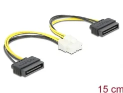 Delock Stromkabel 2 x SATA 15 Pin Stecker zu 8 Pin EPS Stecker 15 cm