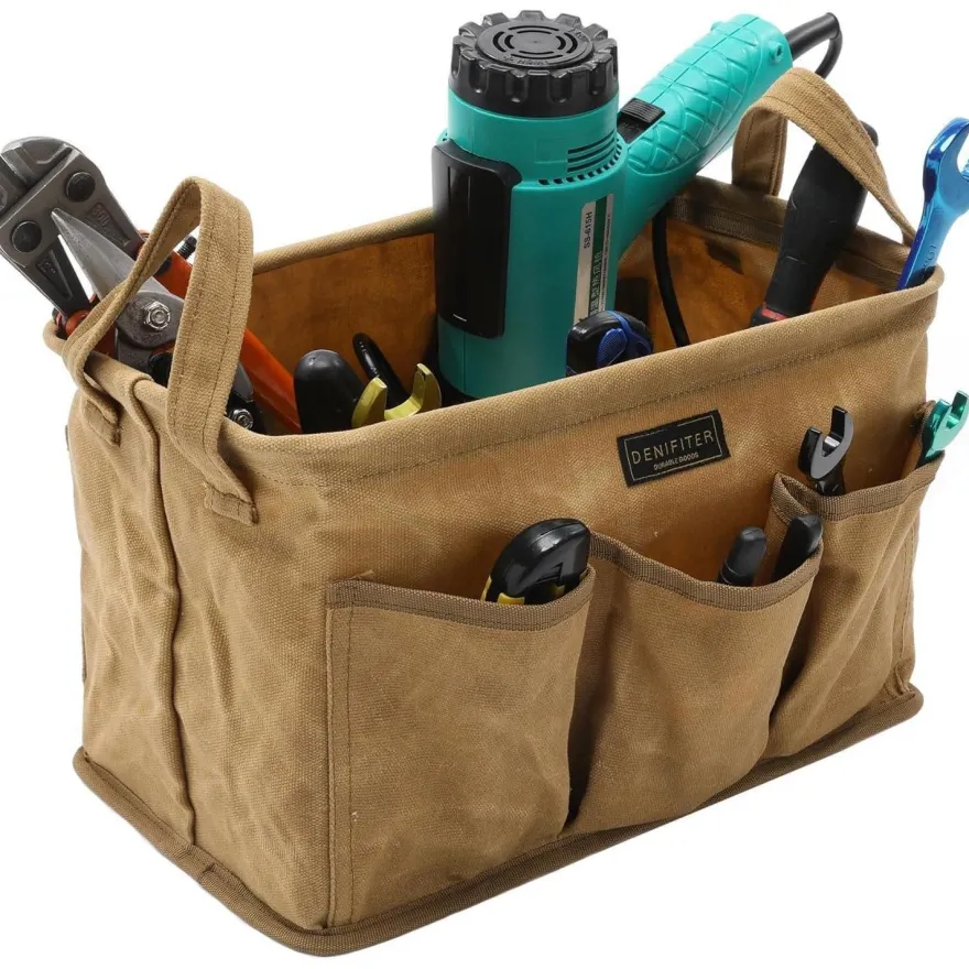Denifiter Werkzeugtasche aus gewachstem Segeltuch, 3er-Pack, Khaki