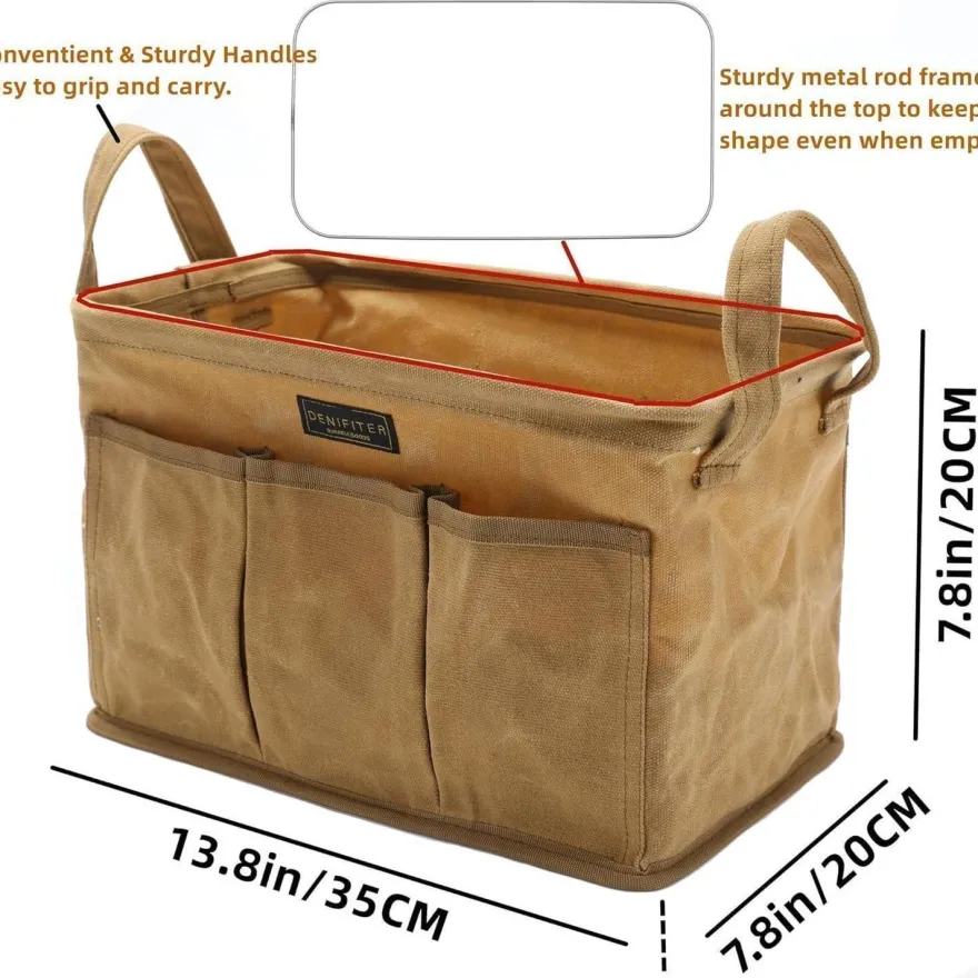 Denifiter Werkzeugtasche aus gewachstem Segeltuch, 3er-Pack, Khaki