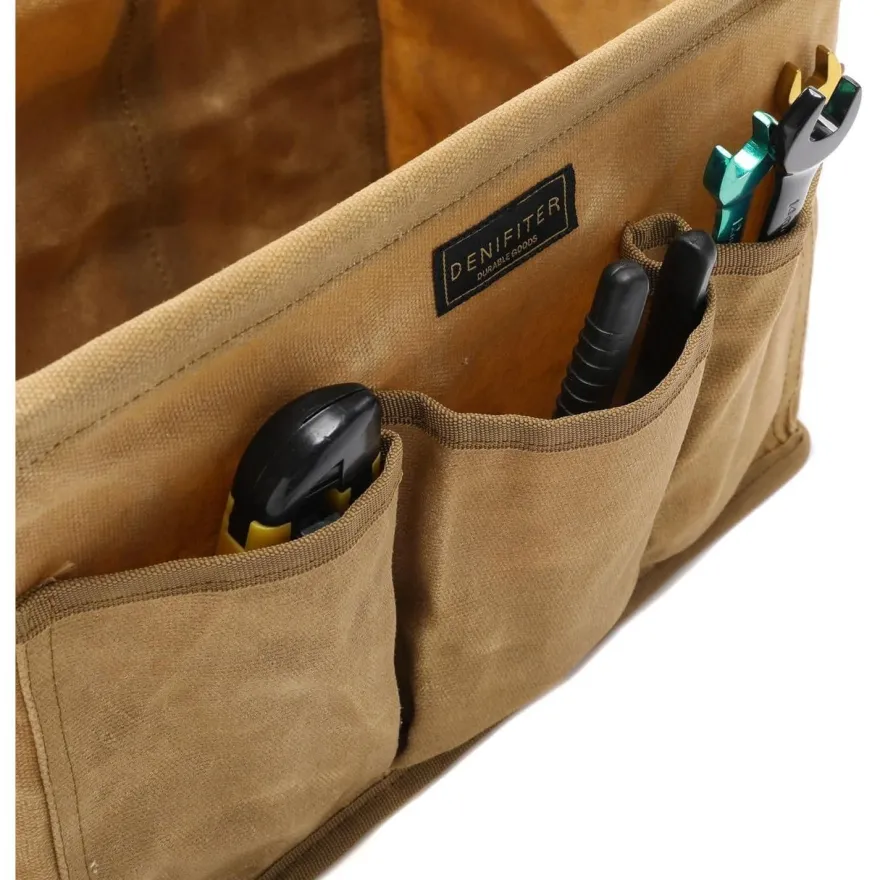 Denifiter Werkzeugtasche aus gewachstem Segeltuch, 3er-Pack, Khaki
