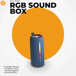 Denver BTL-360 Bluetooth-Lautsprecher, 2×50W, mit RGB-Beleuchtung