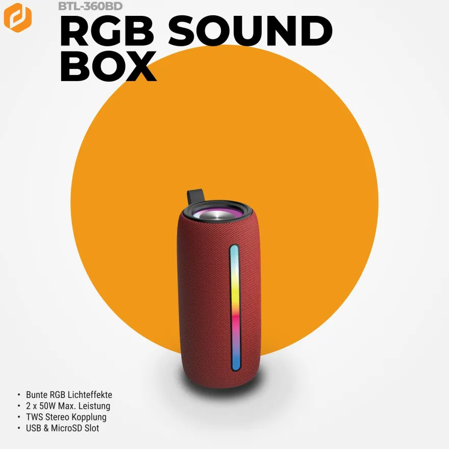 Denver BTL-360 Bluetooth-Lautsprecher, 2×50W, mit RGB-Beleuchtung