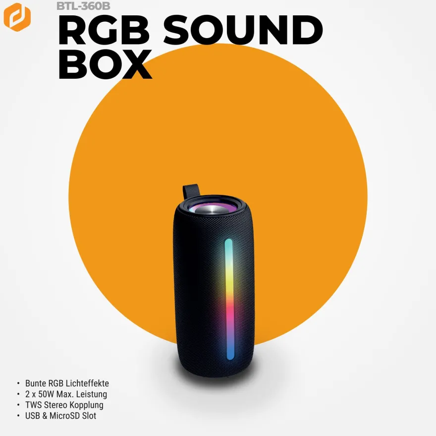 Denver BTL-360 Bluetooth-Lautsprecher, 2×50W, mit RGB-Beleuchtung