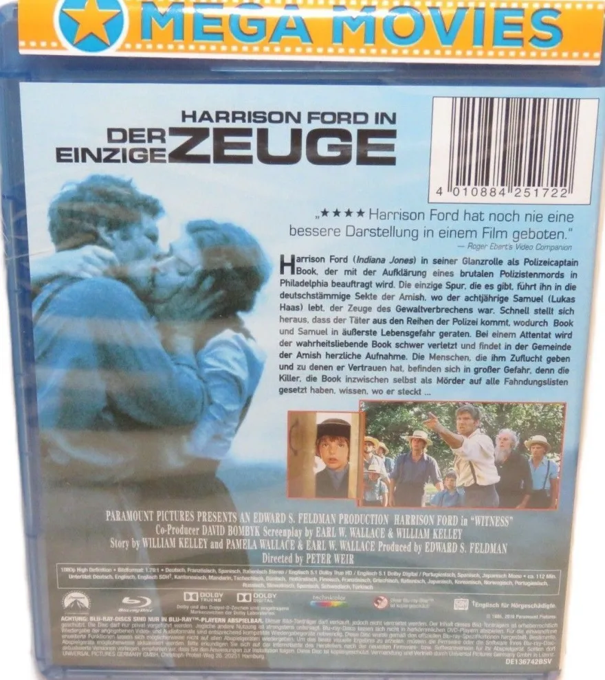 Der einzige Zeuge - Harrison Ford - Blu-ray - OVP