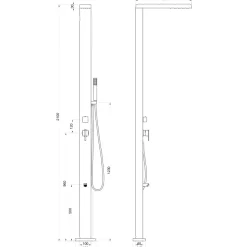 Designer Gartendusche aus V4A / 316 Edelstahl Modell