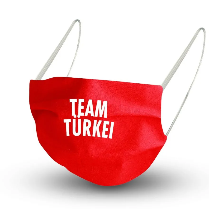 Design Maske in ROT aus Baumwolle mit zertifiziertem Innenvlies - TEAM TÜRKEI - 1578