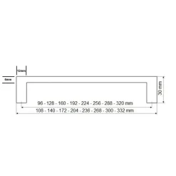 Design Stangengriff Edelstahl eckig matt gebürstet 12x6mm – Modell Orlando