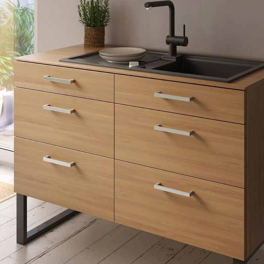 Design Stangengriff Edelstahl eckig matt gebürstet 12x6mm – Modell Orlando