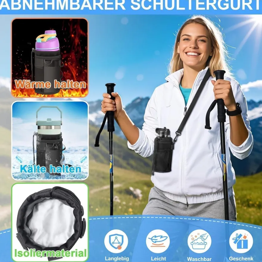 Desing Wish Fahrrad Getränkehalter mit Netztasche und Schultergurt, Schwarz