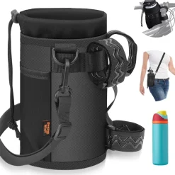 Desing Wish Fahrrad Getränkehalter mit Netztasche und Schultergurt, Schwarz