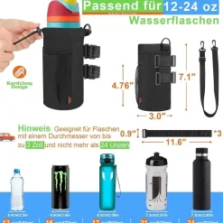 Desing Wish Fahrrad Getränkehalter mit Netztasche und Schultergurt, Schwarz
