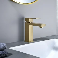 Detbom Waschtischarmatur Gold - Edelstahl 304, Keramikventil, Einhebel