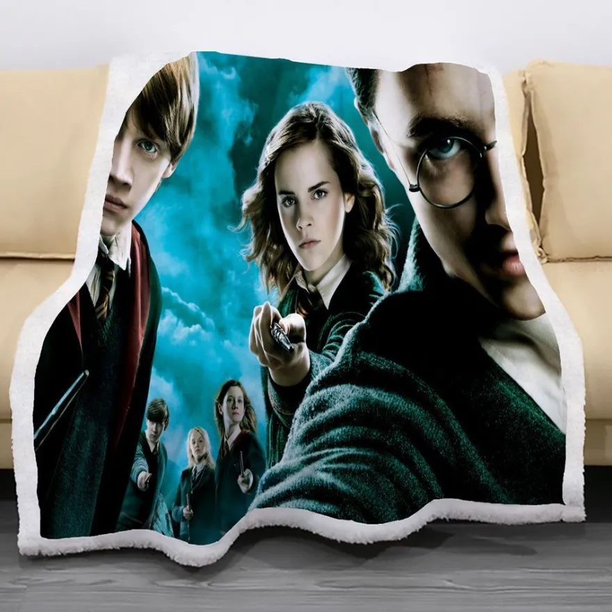 3D Harry Potter Gryfinndor Flanell Blanket Hermione Ginny Doppelseitig Decke Quilt