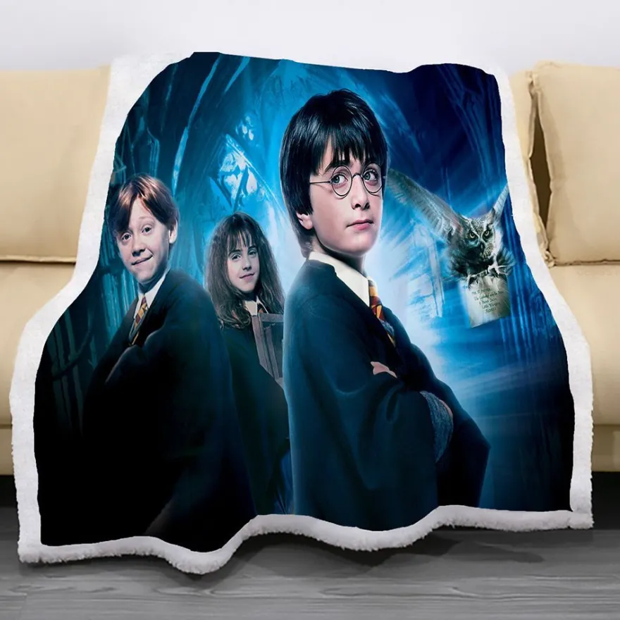 3D Harry Potter Gryfinndor Flanell Blanket Hermione Ginny Doppelseitig Decke Quilt