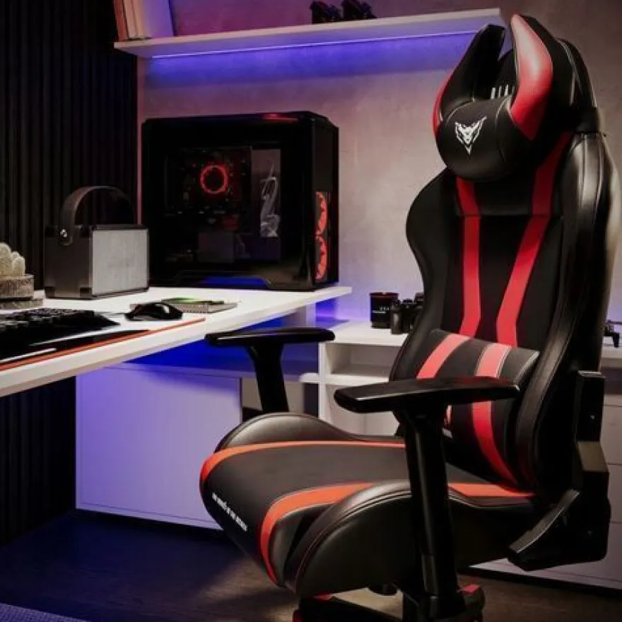 Diablo X-Horn Gaming Stuhl Bürostuhl Schreibtischstuhl Schwarz-Rot, Größe Small