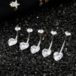 Diamday Bauchnabelpiercing 316L Chirurgenstahl mit CZ, 14G, wählbare Längen