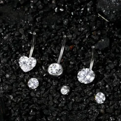 Diamday Bauchnabelpiercing 316L Chirurgenstahl mit CZ, 14G, wählbare Längen