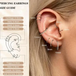 Diamday 8 Stück Nasenpiercing Ringe 16G/18G Chirurgenstahl Septum Ring Hoop