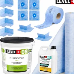 Dicht-Set Abdichtung Bad Dusche 20Kg Flüssigfolie Dichtbahn Dichtband Ecke SET45