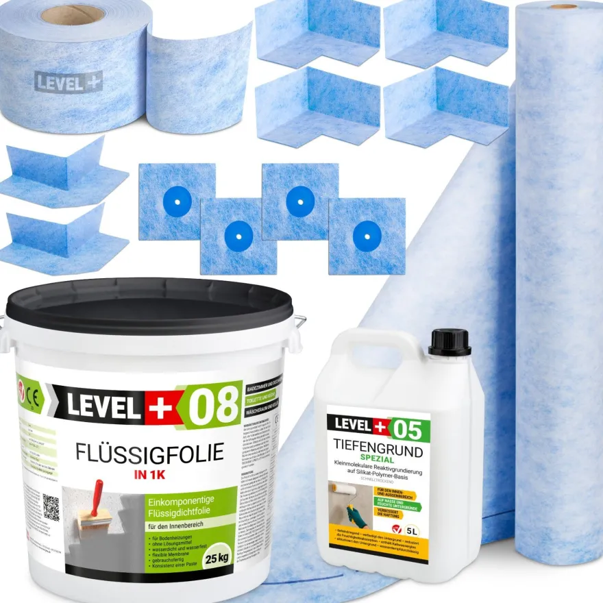 Dichtset Bad Dusche Flüssigfolie 25Kg Dichtbahn Dichtband Dichtset TOP SET51