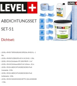Dichtset Bad Dusche Flüssigfolie 25Kg Dichtbahn Dichtband Dichtset TOP SET51