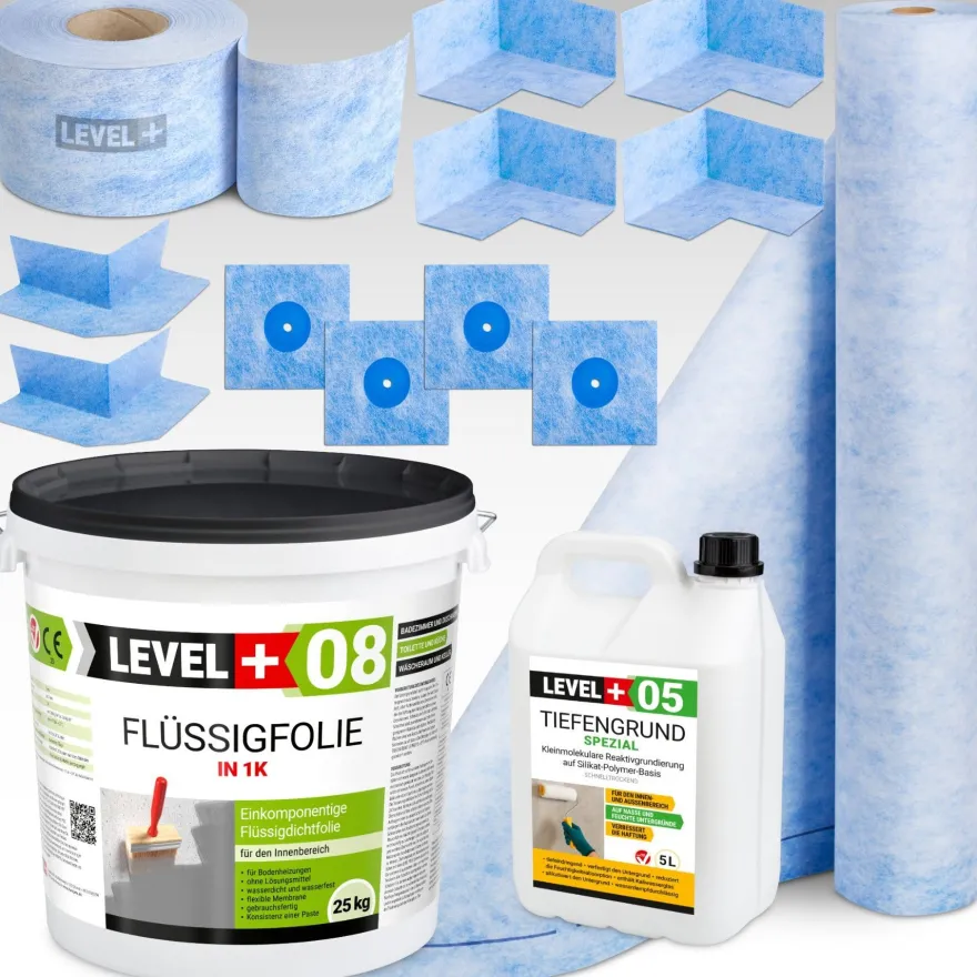 Dichtset Bad Dusche Flüssigfolie 25Kg Dichtbahn Dichtband Dichtset TOP SET51