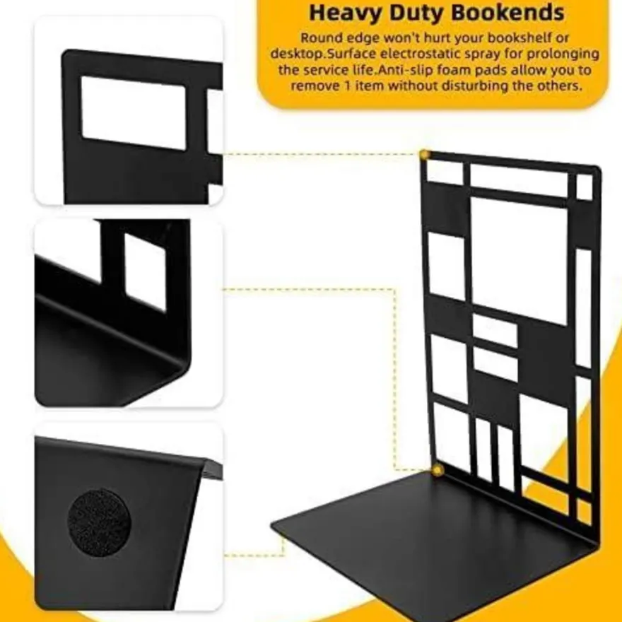 DIFIT Buchstützen Metall, 1 Paar Schwarz, Vintage Book Holder für Regal