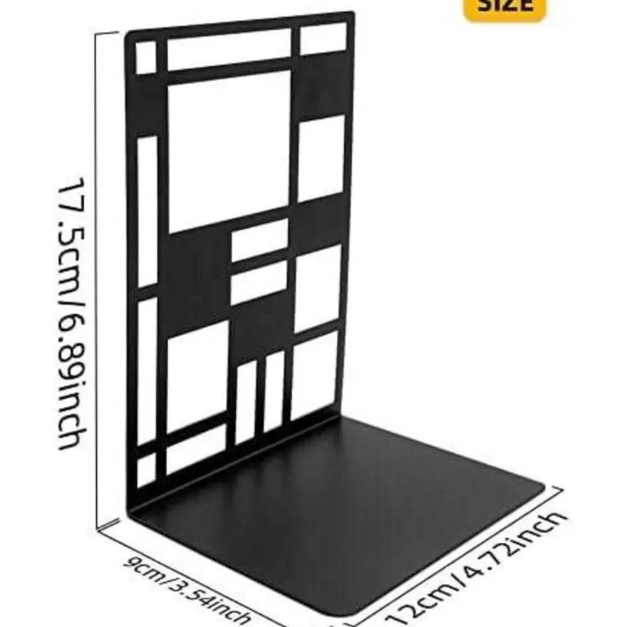 DIFIT Buchstützen Metall, 1 Paar Schwarz, Vintage Book Holder für Regal